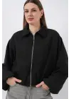 Oversize Fermuarlı Ceket 0735 - Siyah