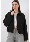 Oversize Fermuarlı Ceket 0735 - Siyah