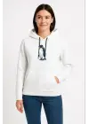 Sofistike Sırt Baskılı Survivor Penguin Kapüşonlu Hoodie