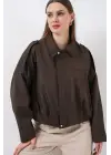 Oversize Kısa Ceket 0732 - Kahverengi