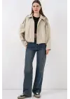 Oversize Kısa Ceket 0732 - Taş