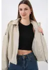 Oversize Kısa Ceket 0732 - Taş
