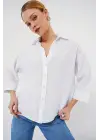 Oversize Kısa Kol Gömlek 20315 - Beyaz