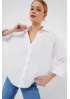 Oversize Kısa Kol Gömlek 20315 - Beyaz