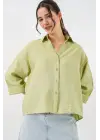 Oversize Kısa Kol Gömlek 20315 - Çağla