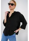 Oversize Kısa Kol Gömlek 20315 - Siyah