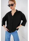 Oversize Kısa Kol Gömlek 20315 - Siyah
