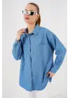 Oversize Kot Gömlek 20280 - Mavi