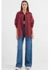 Oversize Mürdüm Uzun Basic Gömlek 3900