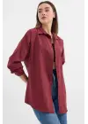 Oversize Mürdüm Uzun Basic Gömlek 3900