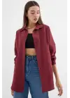 Oversize Mürdüm Uzun Basic Gömlek 3900