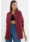 Oversize Mürdüm Uzun Basic Gömlek 3900