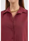 Oversize Mürdüm Uzun Basic Gömlek 3900