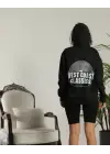Omarı Oversize Siyah Kapüşonlu Baskılı Sweatshirt