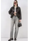 Oversize Suni Deri Ceket 1049 - Kahverengi