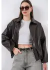 Cool Oversize Suni Deri Ceket