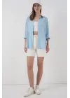 Oversize Viskon Gömlek 3785 - Açık Mavi