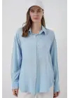Oversize Viskon Gömlek 3785 - Açık Mavi