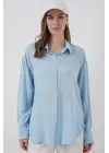 Oversize Viskon Gömlek 3785 - Açık Mavi