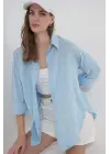 Oversize Viskon Gömlek 3785 - Açık Mavi
