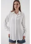 Oversize Viskon Gömlek 3785 - Beyaz