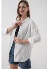 Oversize Viskon Gömlek 3785 - Beyaz