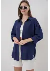 Oversize Viskon Gömlek 3785 - Lacivert