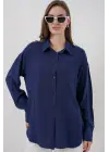 Oversize Viskon Gömlek 3785 - Lacivert