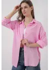 Oversize Viskon Gömlek 3785 - Pembe