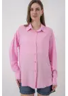 Oversize Viskon Gömlek 3785 - Pembe