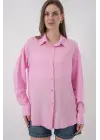 Oversize Viskon Gömlek 3785 - Pembe