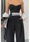 Omarı Trend Bel Şerit Detaylı Siyah Pantolon