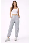 Paraşüt Kumaş Pantolon Bel Ve Paça Ayarlanabilir Lastikli Spor Pantolon - Gri
