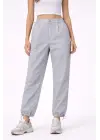 Paraşüt Kumaş Pantolon Bel Ve Paça Ayarlanabilir Lastikli Spor Pantolon - Gri
