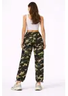 Paraşüt Kumaş Pantolon Bel Ve Paça Ayarlanabilir Lastikli Spor Pantolon - Kamuflaj