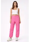 Paraşüt Kumaş Pantolon Bel Ve Paça Ayarlanabilir Lastikli Spor Pantolon - Pembe