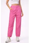 Paraşüt Kumaş Pantolon Bel Ve Paça Ayarlanabilir Lastikli Spor Pantolon - Pembe