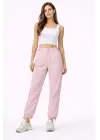 Paraşüt Kumaş Pantolon Bel Ve Paça Ayarlanabilir Lastikli Spor Pantolon - Toz Pembe