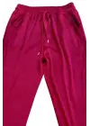 Parlak Kadife Cepli Pantolon Eşofman Pijama Altı Unisex Lastikli Paça Bordo