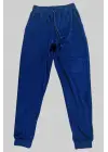 Parlak Kadife Cepli Pantolon Eşofman Pijama Altı Unisex Lastikli Paça Lacivert