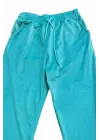 Parlak Kadife Cepli Pantolon Eşofman Pijama Altı Unisex Lastikli Paça Yeşil