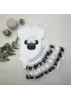 Omarı Mickey Nakışlı Kısa Kollu Bebek Takımı