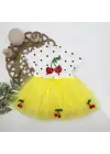 Omarı Bebek Tütü Elbisesi Sarı Kiraz Nakışlı Etekli