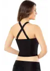 Pedli Dalgıç Modelli Krop Kadın Büstiyer Siyah
