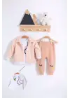 Peluş Hırkalı 3 Lü Kız Bebek Takım
