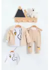 Peluş Hırkalı 3 Lü Kız Bebek Takım