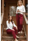 Peluşlu pijama alt bordo nr