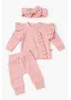 Pembe Fırfırlı 3’lü Kız Bebek Takımı