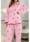 Pembe Kiraz Baskılı Cotton Pijama Takımı 77017