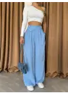 Omarı Rahat Kullanımlı Mavi Salaş Pantolon